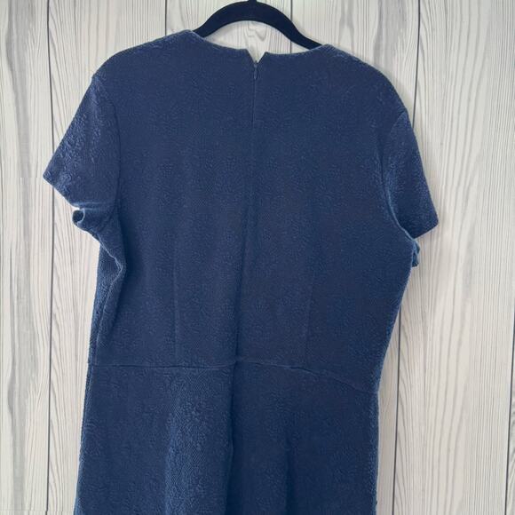 J McLaughlin Navy Jacquard A-Line Swing Dress Size XL Blue Preppy Coastal - Picture 4 of 8